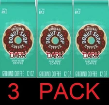 The Original Donut Shop DARK roast Ground Coffee Extra Bold 12 oz Bag - 3 PACK