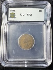 Moneda de centavo cabeza india 1875 ICG - FR2 grado bola bajo envío gratuito