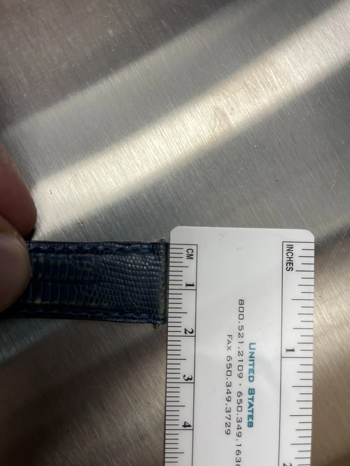 Genuine Cartier 17 18mm Blue Leather Watch Strap Auth Deployment Clasp Tank 23mm - Image 3 of 4