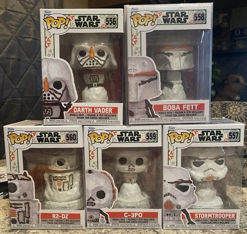 Funko Pop Star Wars Holiday - Snowman Complete Set of 5 with Protectors