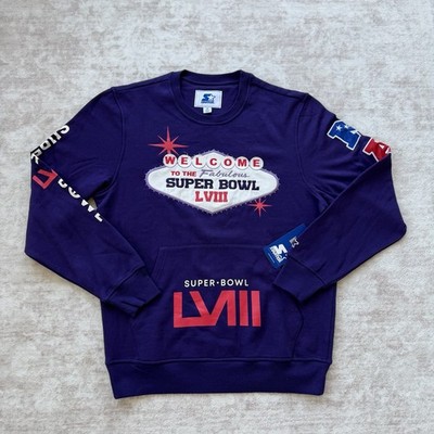 Size Medium - Starter Super Bowl LVIII Crew Pullover Sweatshirt Las Vegas