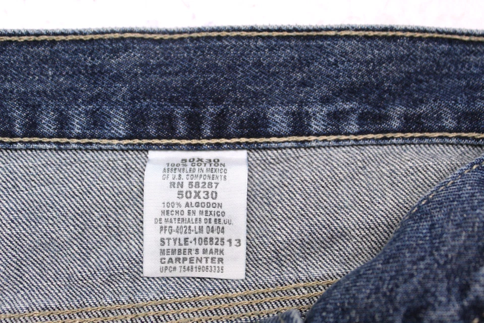 MEMBER'S MARK CARPENTER JEANS Mens 50x30 Blue Stonewash Baggy Wide Leg Vintage - Image 3 of 4