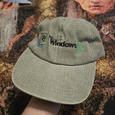 Vintage Y2K Microsoft Windows Millinium Edition PC Tech Dad Hat Green Stone Wash