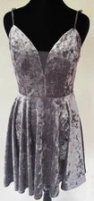 SPEECHLESS Velvet Strappy Fit & Flare Mini Dress Gray Size 7 Fairy Whimsigoth 