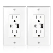 5.8A Dual USB TypeC Wall Outlet Tamper Resistant High Speed Duplex Receptacle US