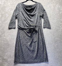 Ann Taylor Petite Heather/Grey LG Stretch Knotted Waist 3/4 Sleeve Midi Dress