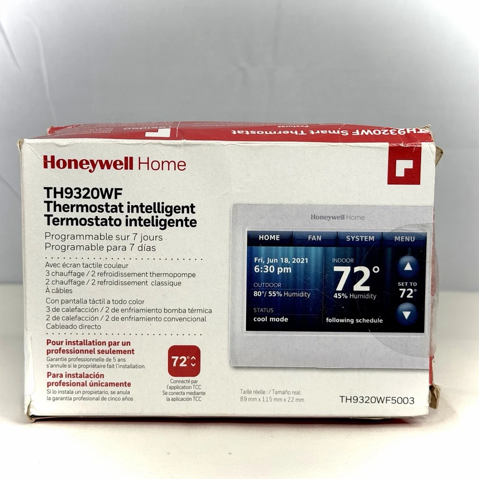 Honeywell Wi-Fi 9000 7-Day Programmable Thermostat (TH9320WF5003) / New - Image 2 of 4