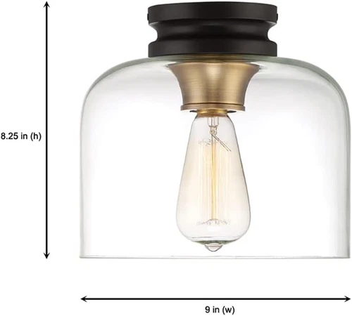 Vintage Bronze 1-Light Flush Mount Ceiling Light - 9" Wide - Picture 3 of 5