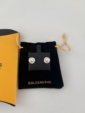 Goldsmiths Sterling Silver White Cubic Zirconia And Pearl Stud Earrings