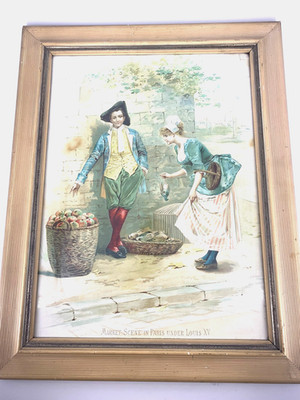 Lautz Bros. & Co Full Size Ad 19'' x 14'' ''Market Scene in Paris Under Louis XV''