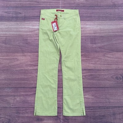 Vintage Miss Sixty Women's Lime Green Capris Size 25 Cotton Pants Made In Italy