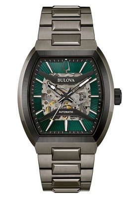BULOVA Herrenuhr Automatik Maquina Anthrazit/Grün 98A321