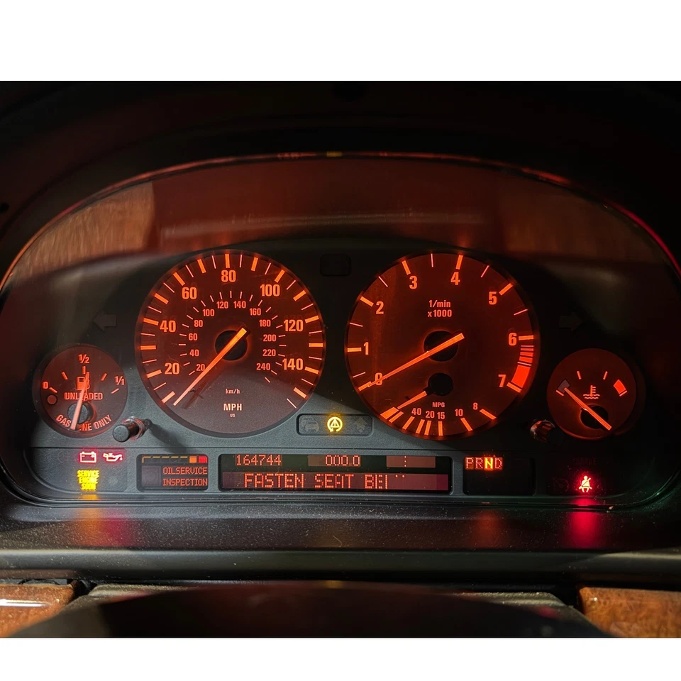 Conjunto de medidor de cuadro de instrumentos OBC alto dañado 01-03 BMW E39 525i 530i OEM Foto 2 de 4