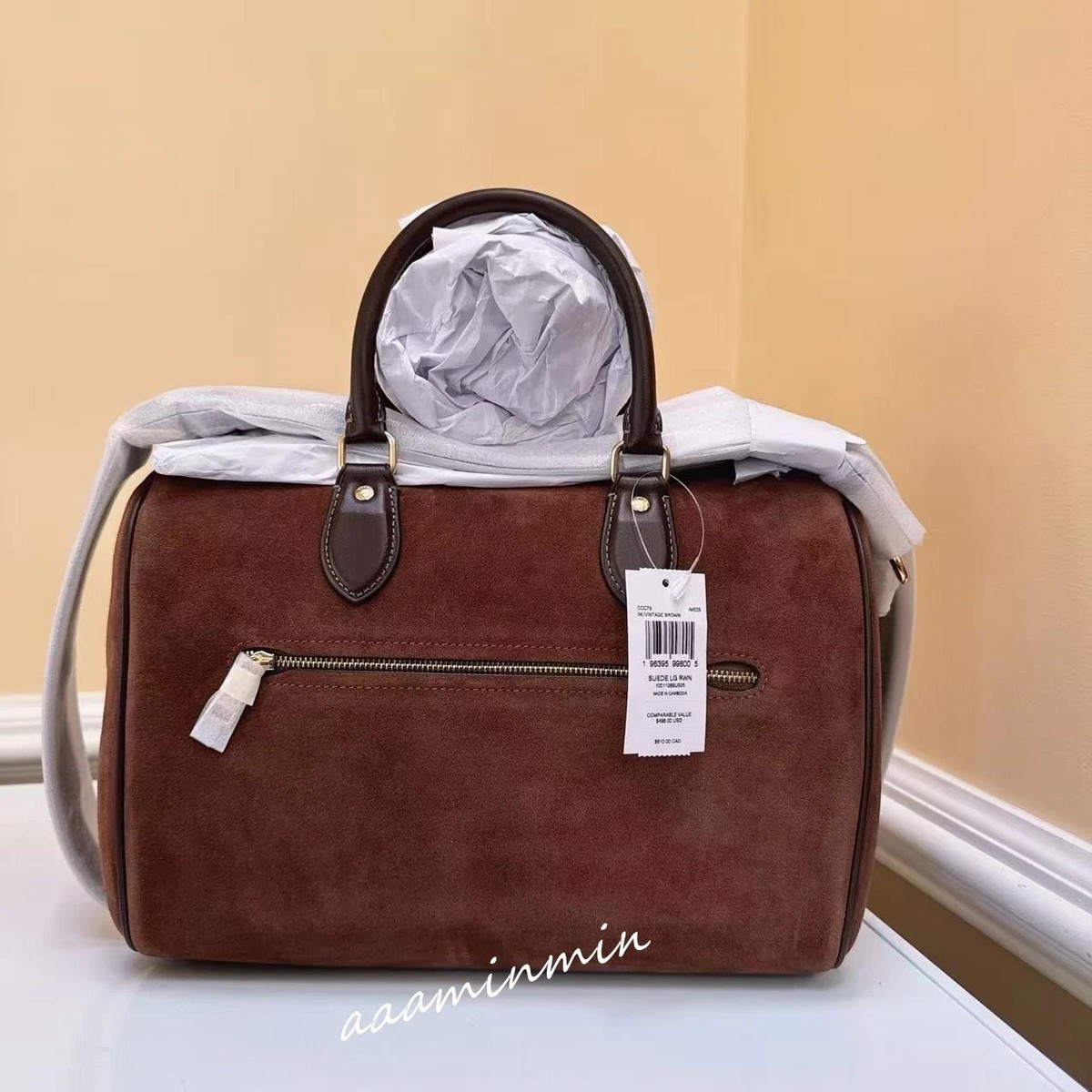 Coach Rowan Large Satchel Bag CCC79 Suede Vintage Brown 2025 FALL