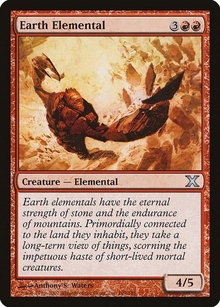 2007 Magic: The Gathering: 10E - Earth Elemental (#199, Uncommon, Near Mint)
