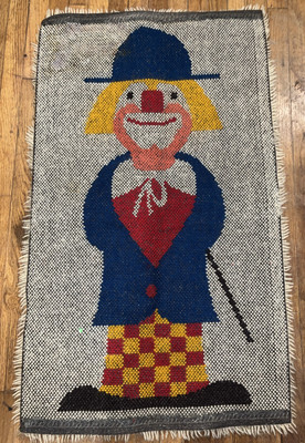 1960s Danish Ege Rya Shag Rug Clown Tapestry Wall Hanging 31  X 25 