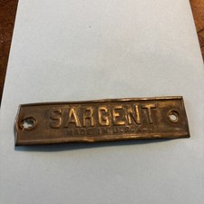 De colección SARGENT máquina herramienta insignia emblema hoja de identificación hojalata auto EE. UU. industrial