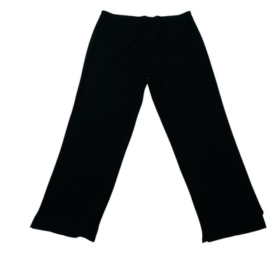 NWT $175 MING WANG Classic Black Acrylic Blend Knit Ankle Pants Flat Front Large