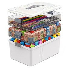 3-Layer Plastic Craft Organizers and Storage with Removable Trays, Craft Stor...