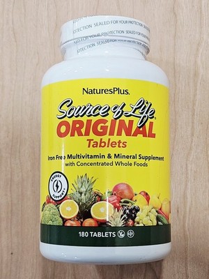 Nature's Plus Source of Life Iron-Free Multi-Vitamin Supplement 180 Tablets 2028