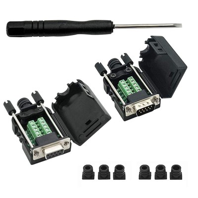 DB9 Breakout Connector DB9 RS232 D-SUB Female and Male Adapter 9-pin Port Ada...