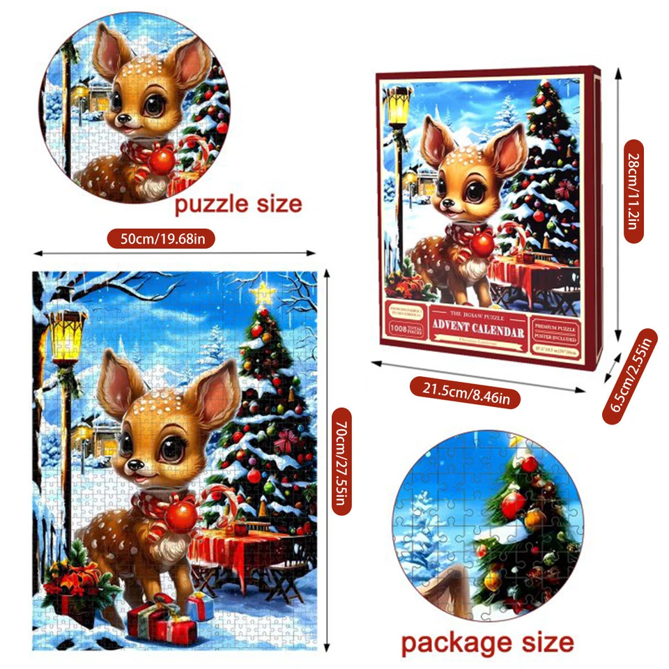 Puzzle Dell'Avvento Natalizo, Regalo di Natale, Bambini 5/7 Anni, 24 Pezzi - Immagine 2 di 4