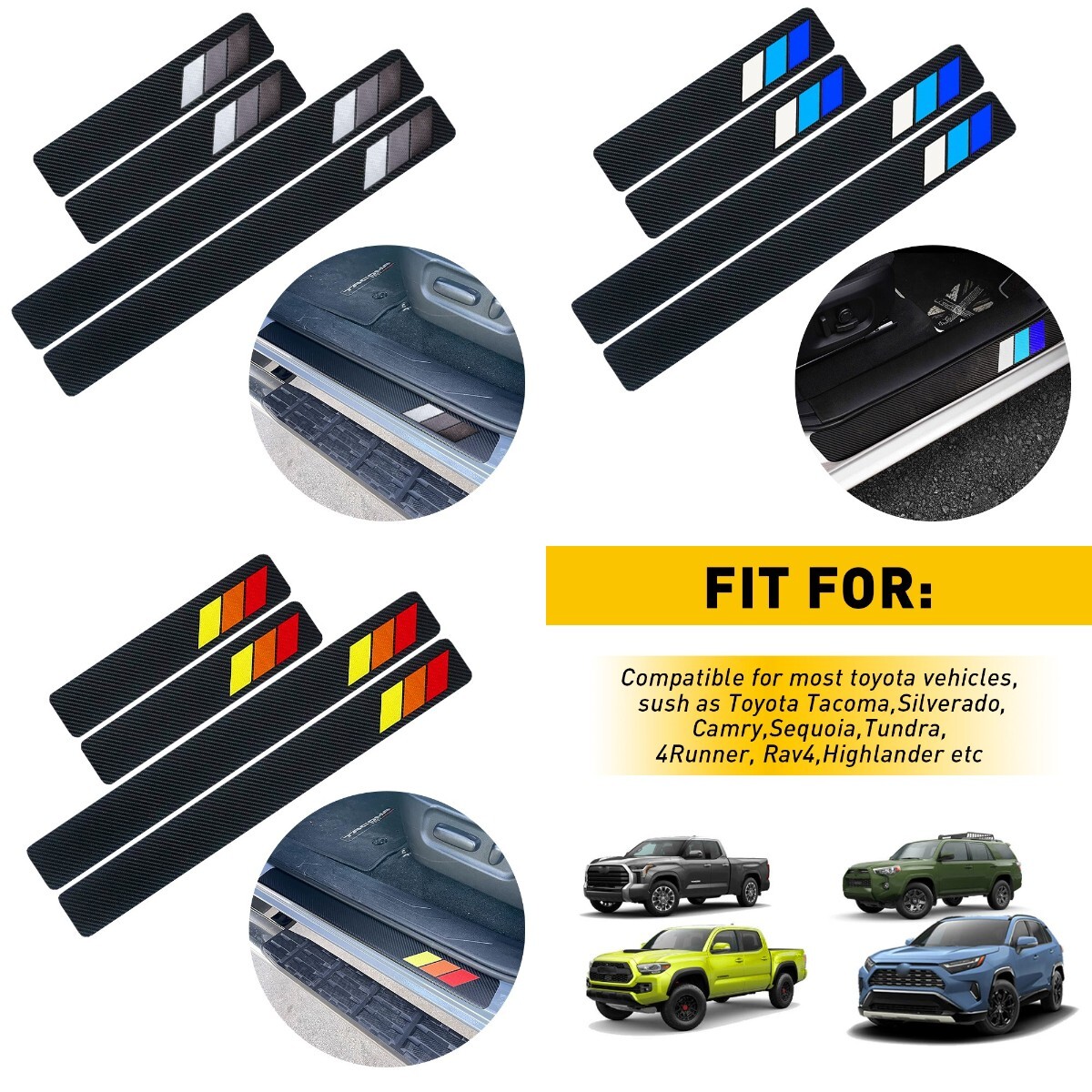 4x Toyota Car Door Sill Protector Scuff Guard Cover Accessories