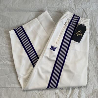 NEEDLES Track Pants Hizaderu White x Purple lines OT1602 Size-L