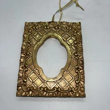 Gold Mini Photo Picture Frame Ceramic Stoneware Resin Hanging Ornament Victorian