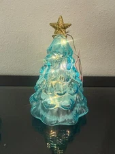 Mr. Christmas 6" Twinkling Glass Nostalgic Tree  Icy Blue NEW