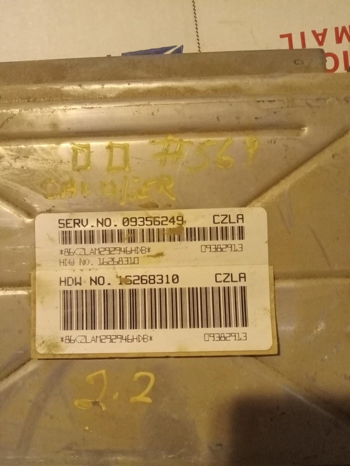 00 01 02 2000-2002 Chevrolet Chevy Cavalier MOTOR ORDENADOR ECU ECM 09356249 OEM Foto 2 de 4