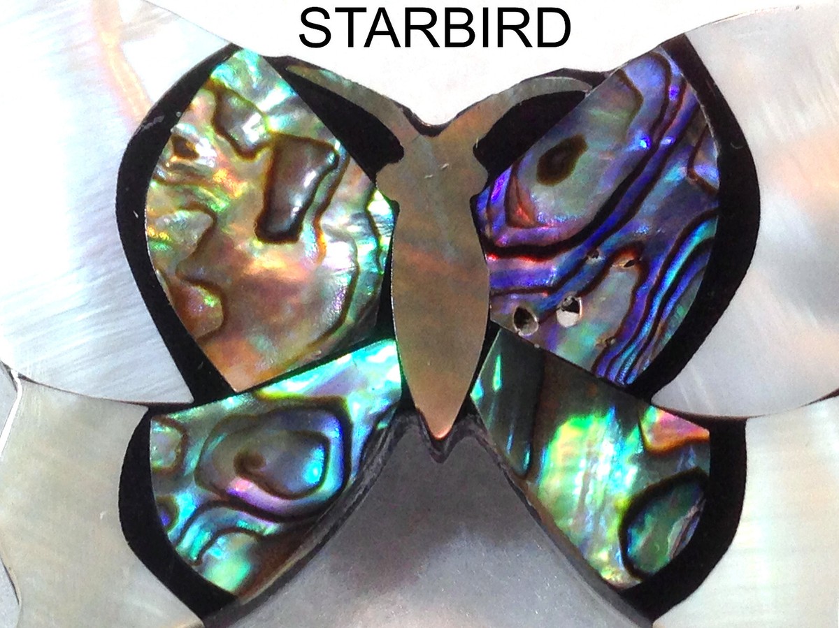 MOTHER OF PEARL, ABALONE INLAY BUTTERFLY SEASHELL BARRETTE  display picture 1