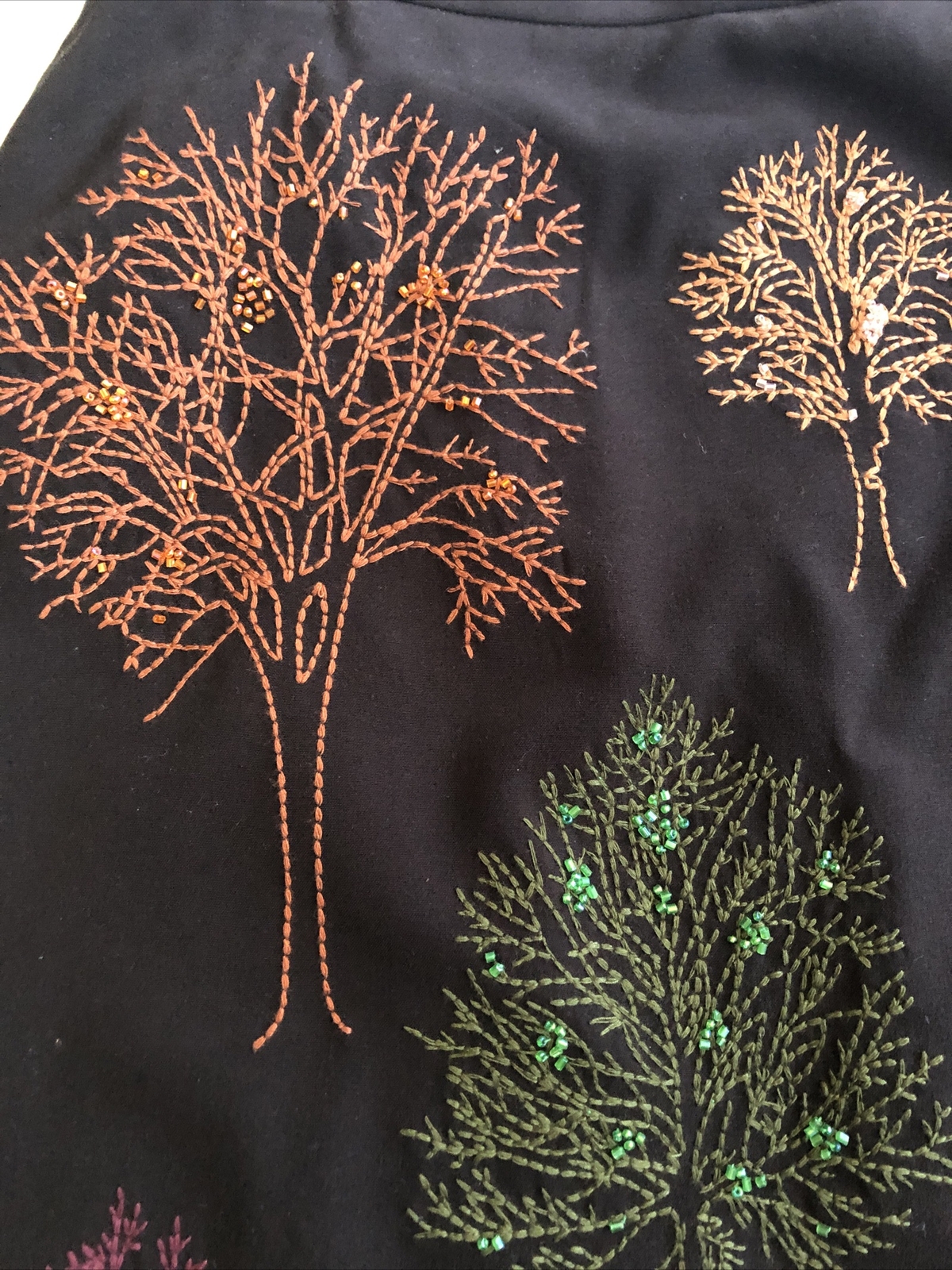 Grace Elements 8 Brown Embroidered Beaded Trees P… - image 3
