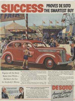 1937 DeSoto Automobiles Original Advertisement America's Smartest Low