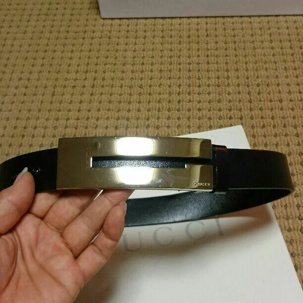 Authentique ceinture Gucci vintage noir logo argenté vintage deadstock pas utilisé