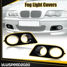 Fit For Bmw M3 E46 01-06 Glossy Black Front Bumper Fog Light Ring Cover Pair