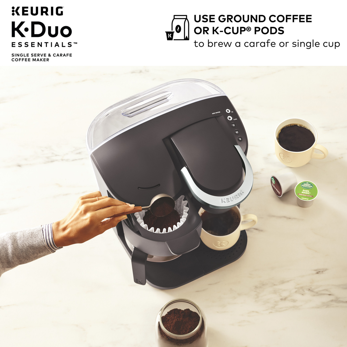 Keurig Coffee Maker K-Duo Essentials Single Serve K-Cup Pod 12 Cup Carafe  Brewer - Main Image