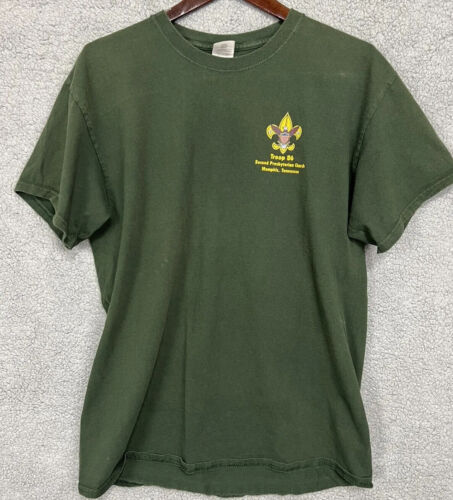 Gildan TShirt Mens Large Green Boy Scouts America Troop 86 Short Sleeve - Afbeelding 1 van 11