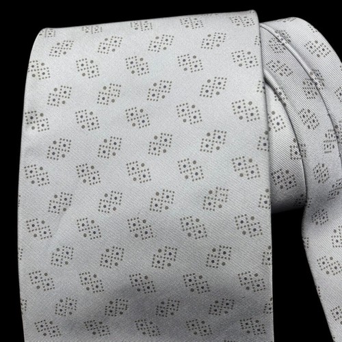Gucci Tie Patterned Silver 100% Silk Made in Italy - 第 6/6 張圖片