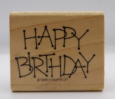 Stamp, Wooden Rubber, Happy Birthday  1995 Stampin Up 2 x 1 3/4"