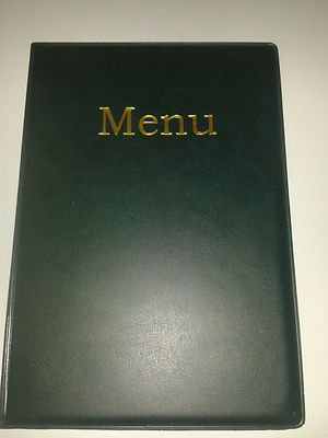 A5 MENU COVER/FOLDER IN GREEN LEATHER LOOK PVC with pockets on page 2 ...