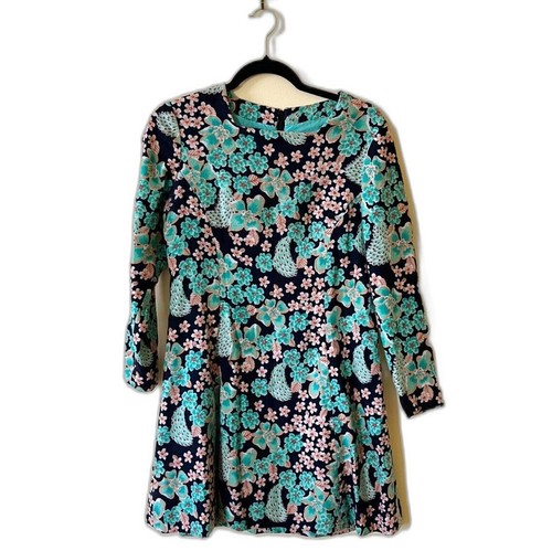 Vintage 60s Psychedelic Mod Japanese Unique Handmade Floral Dress Short Size S - Picture 2 of 6