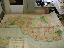 100% ORIGINAL LARGE GLAMORGANSHIRE FOLDING MAP ON CLOTH C1880/S  BY NIGHTINGDALE
