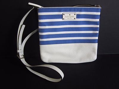 blue and white striped crossbody bag