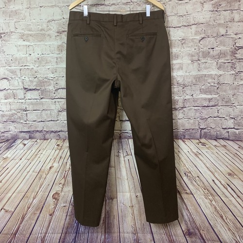 Lands End Pants Mens Size 35 Brown Chino Traditional Fit Flat Front Casual - Picture 5 of 8
