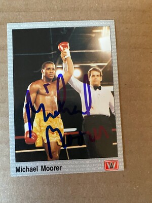 MICHAEL MOORER SIGNED  CARD  1991 All World Boxing Card  CHAMP AUTOGRAPHED