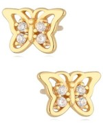 Ohrringe Gold Schmetterling 18K Gelbgold Vergoldet Zirkonia Damen Ohrstecker