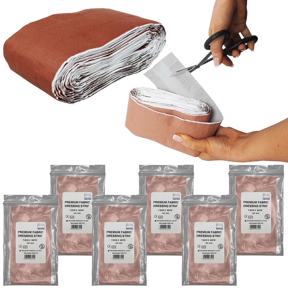 6x Steroplast 7.5cm Large Cut To Size Premium Heavy Duty Plaster Strip 5m Length