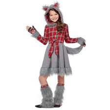 Charming Wolf Wolfie Costume Girls Werewolf Cosplay M 8-10 Dress Up Trunk