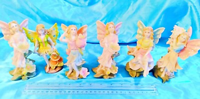 Set of 6 - BEAUTIFUL! Fairy Pixie Garden Summer Fantasy Colorful Resin Figurines